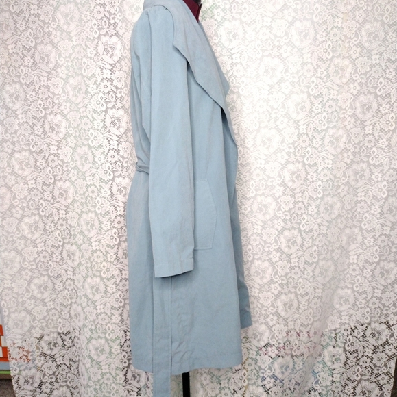Vero Moda 3/4 length lightweight lined Coat light blue belted waist size L NWOT - Picture 2 of 12